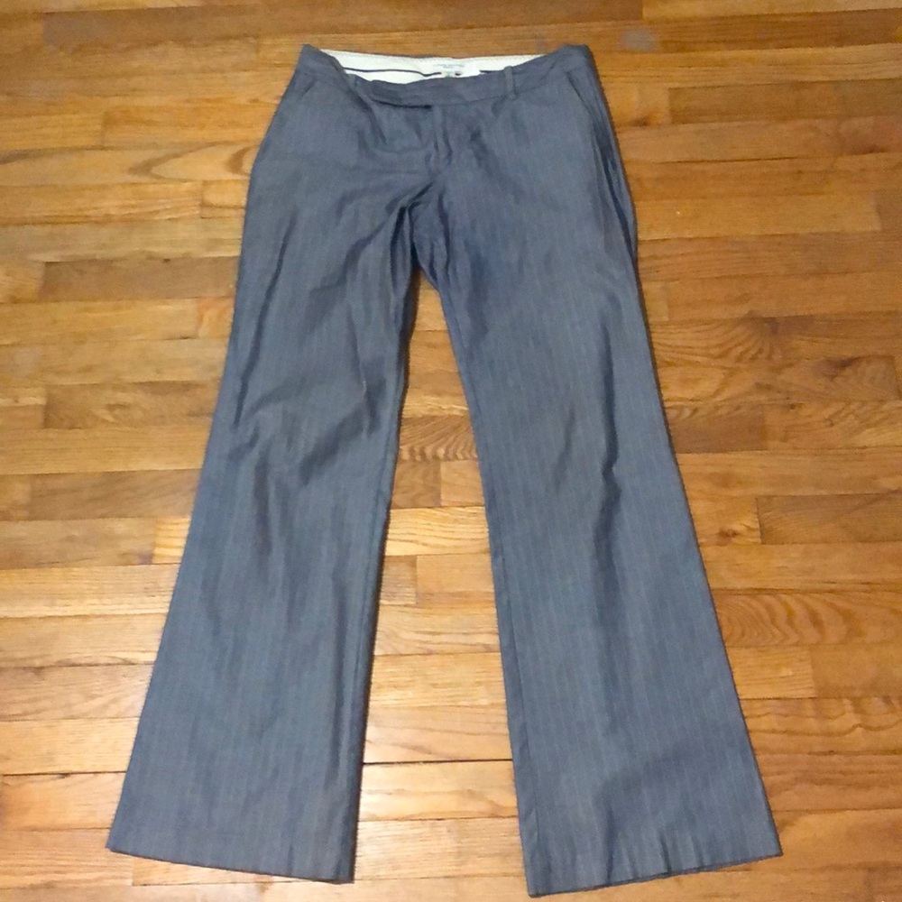 Banana republic Ryan fit stretch navy and white striped wide leg trousers, 6